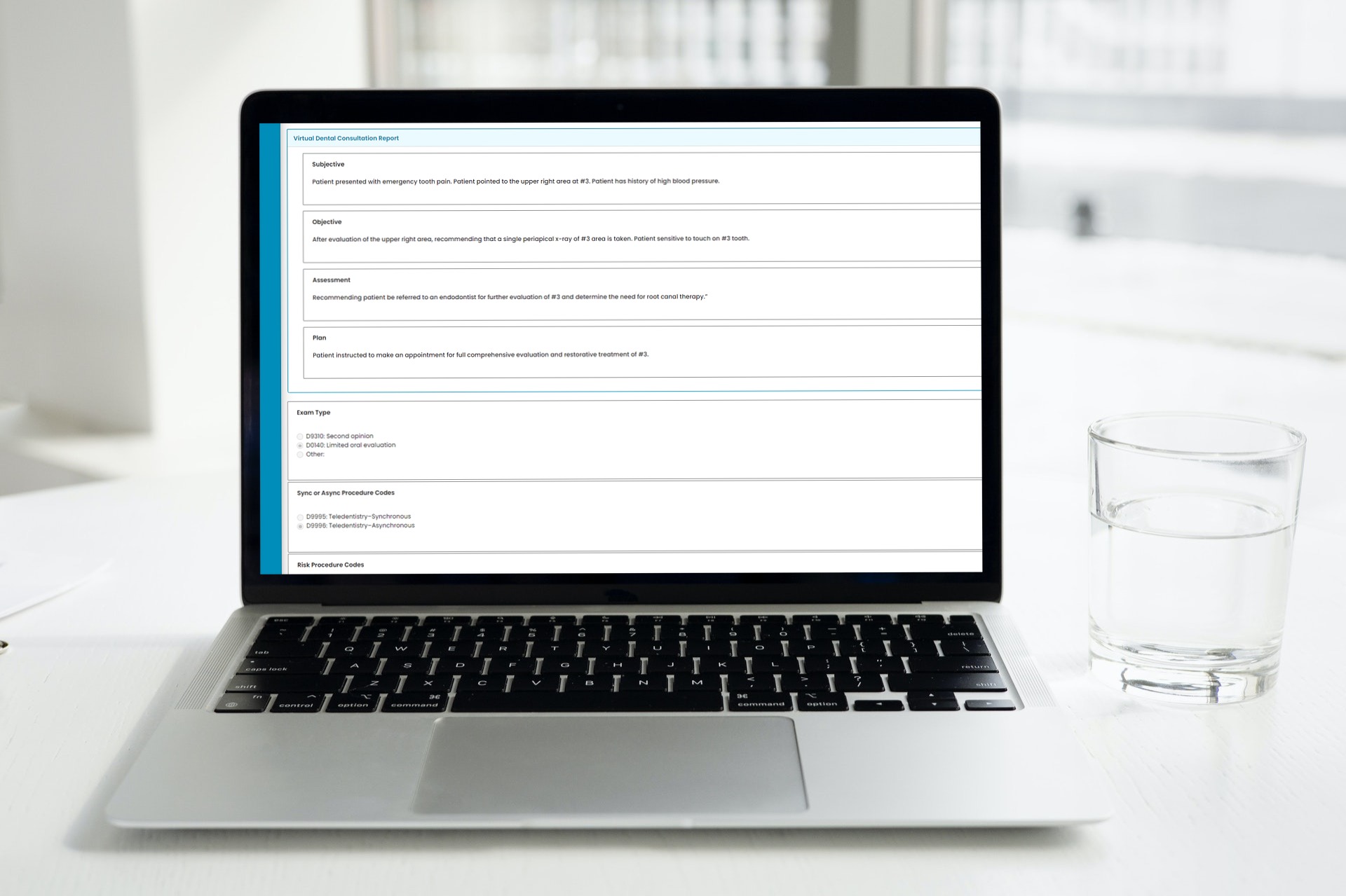 laptop on desk open to the DigiBite admin portal virtual consultation report screen